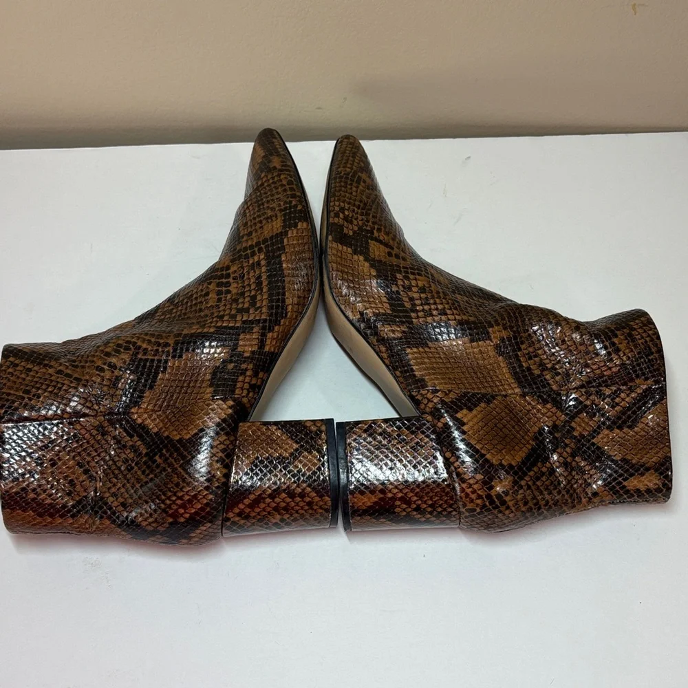 Marc Fisher Women's Snake-Print Pointed Toe Ankle Booties - Brown/Black